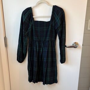 Old Navy Black and Green Plaid Mini Dress